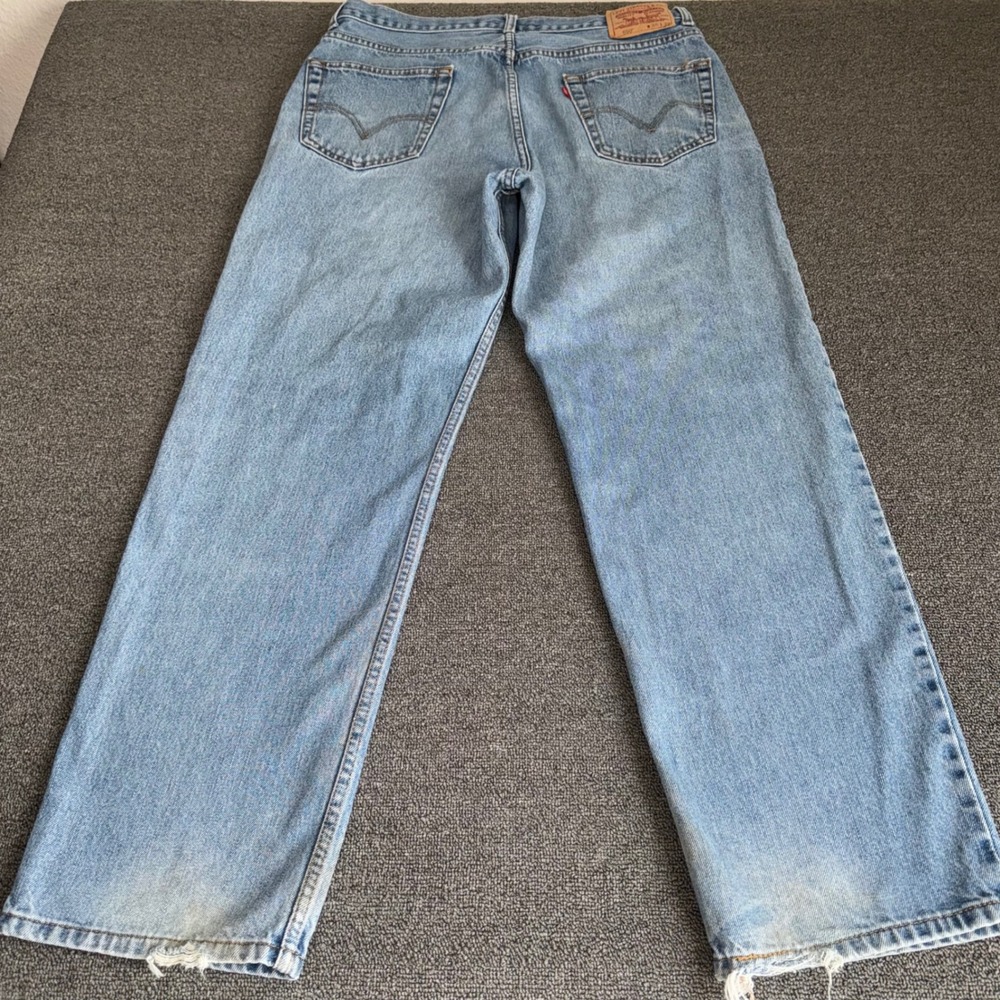 VTG Y2K Levis 550 Relaxed Fit Jeans Light Wash Denim Mens W36 L32 Casual Wear